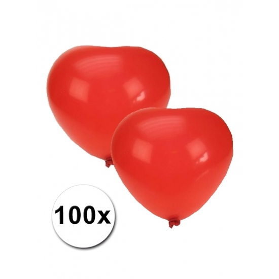 Zak met 100 rode hartjes ballonnen