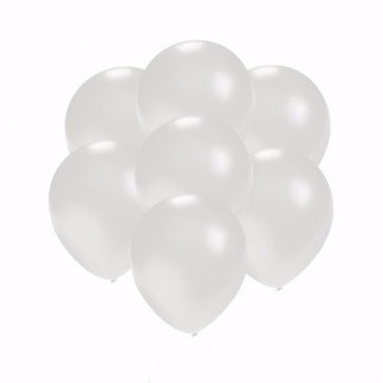Zakje 75 metallic witte party ballonnen klein
