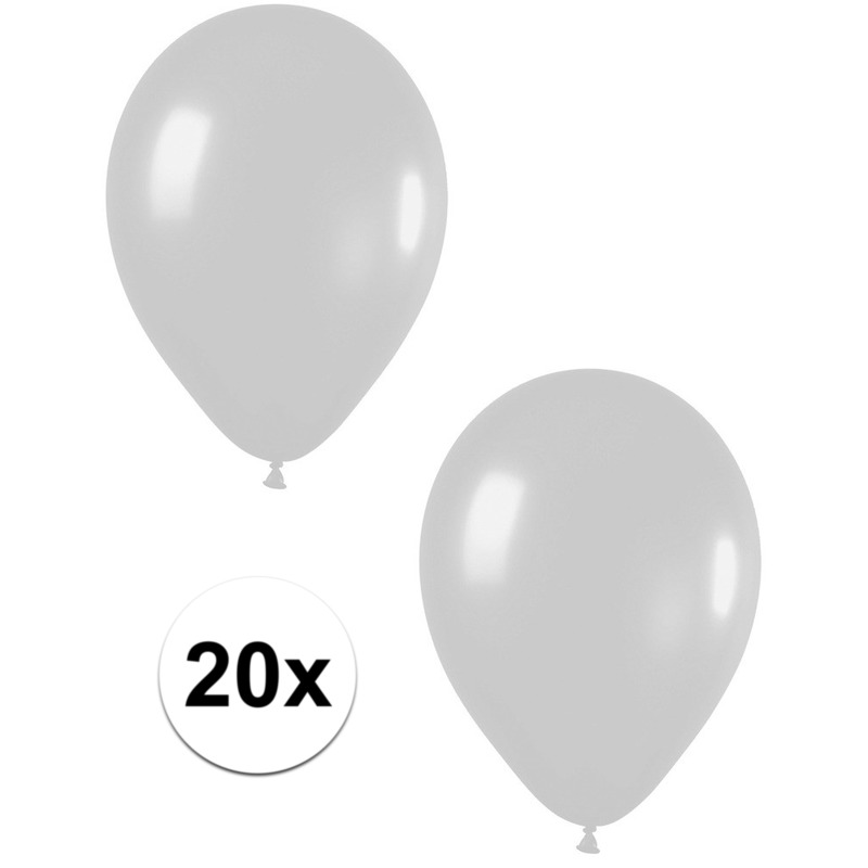 Zilveren metallic ballonnen 30 cm 20 stuks