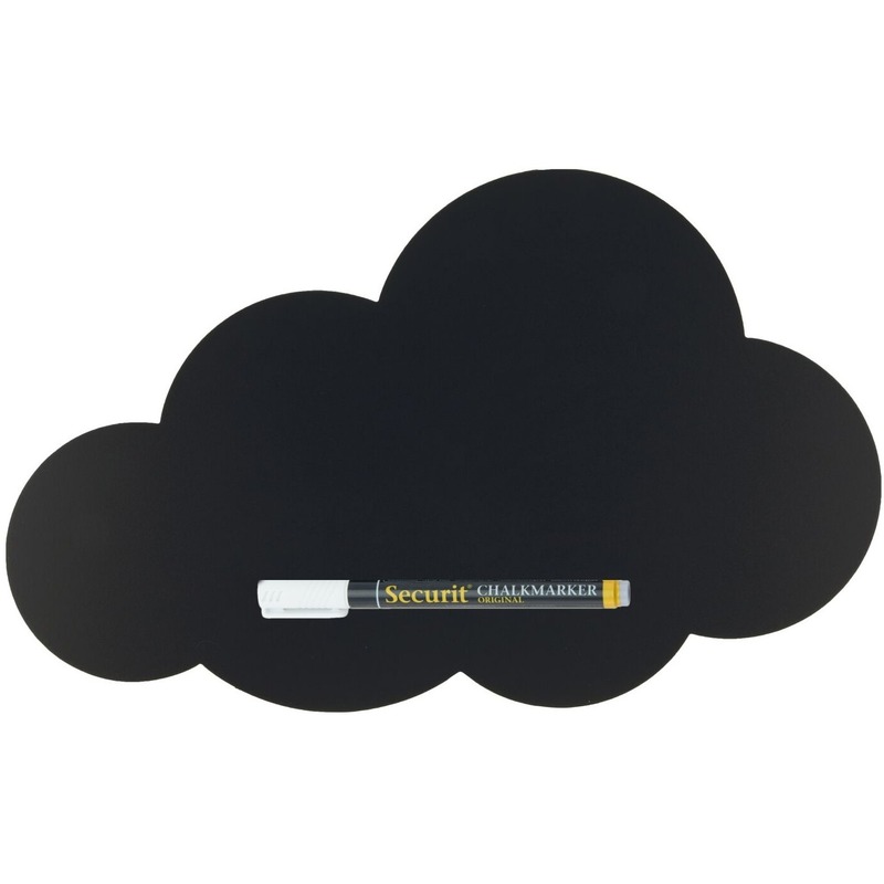 Zwart schrijfbord wolk vorm 49 x 30 cm