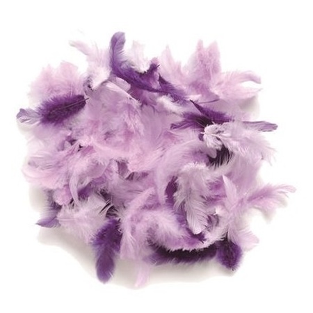 10 grams decoratiom feathers purple shades