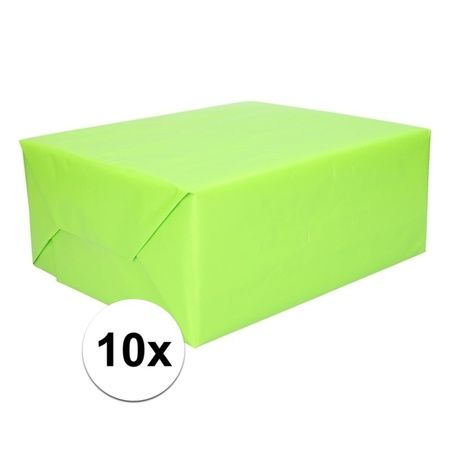 10x Inpakpapier lime groen 200 cm