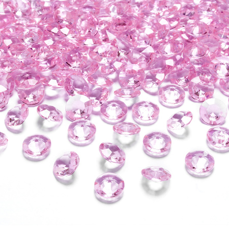 100x Hobby/decoratie lichtroze diamantjes/steentjes 12 mm/1,2 cm