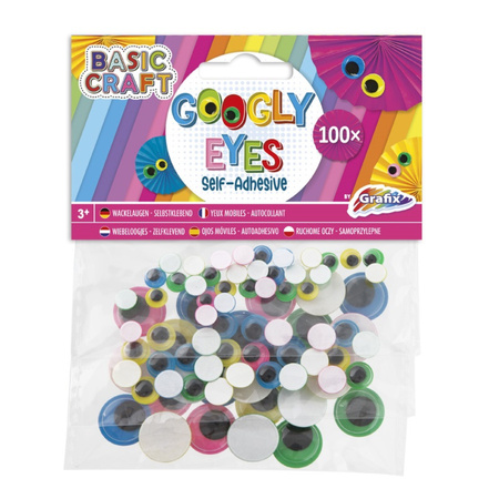 100x Hobby artikelen gekleurde googly eyes