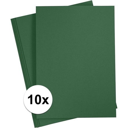 10x Dark green cardboard A4 