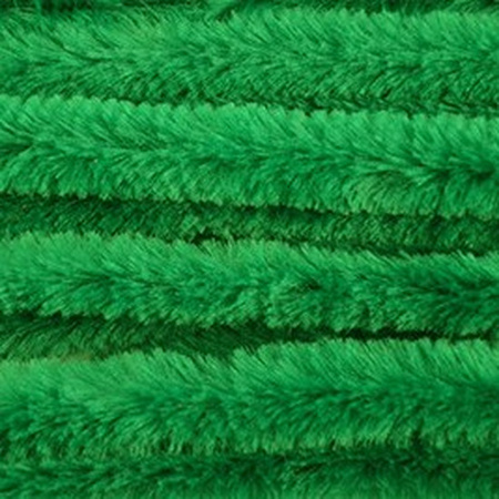 10x Groen chenille draad 14 mm x 50 cm - knutsel/hobby artikelen