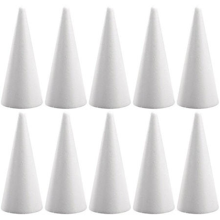 10x Hobby/DIY styrofoam cone shapes 20 cm