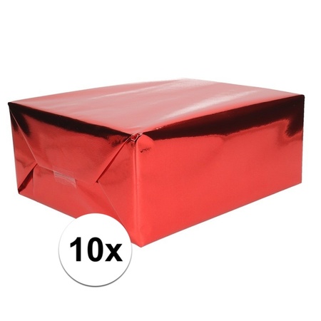 10x Rood cadeaupapier metallic