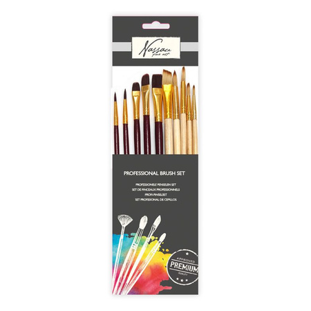 Acrylic paint set 12 colours of 12 ml - and 10x painting brushes