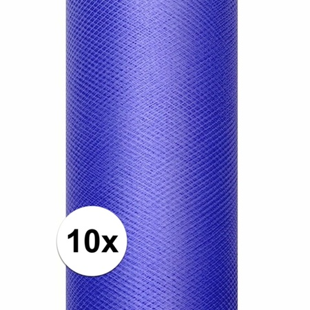 10x Rollen tule stof blauw 15 cm breed