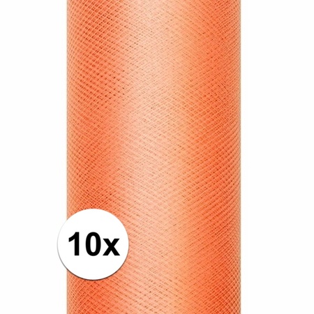 10x Rollen tule stof oranje 15 cm breed