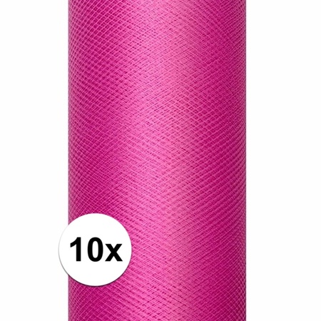 10x Rollen tule stof roze 15 cm breed