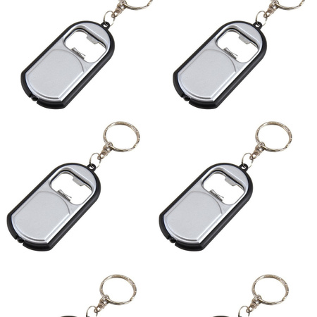 10x pieces bottle opener keychain silver with LED light