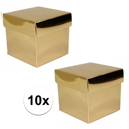 10x Vierkante gouden kadootjes/cadeautjes 10 cm