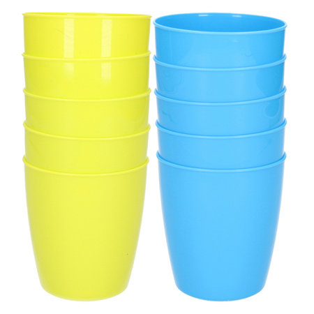10x unbreakable plastic drinking glasses 300 ML blue and blue