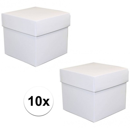 10x Vierkante witte kadootjes/cadeautjes 10 cm