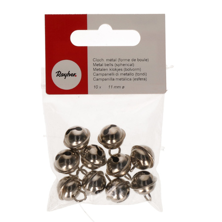 10x Silver metal bells 11 mm hobby/DIY/craft supplies