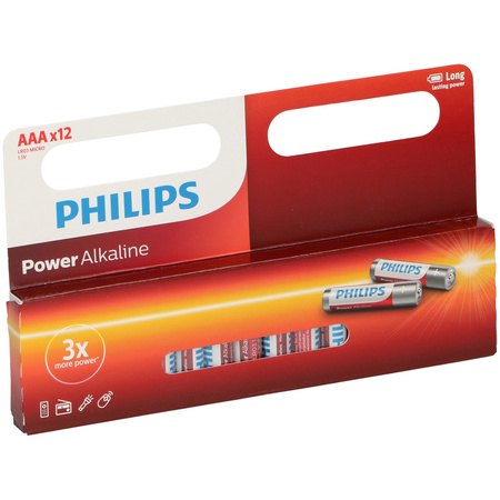 12x Philips AAA batteries power alkaline