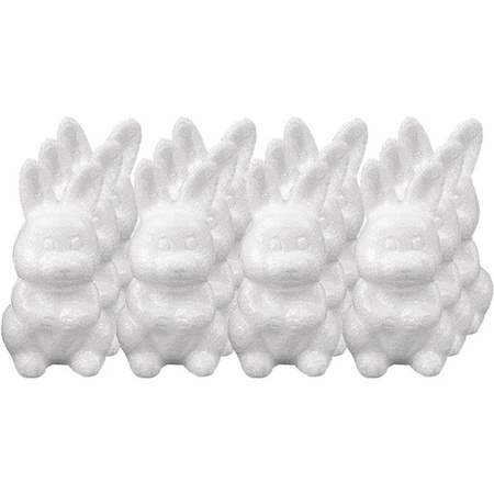 12x Wit konijntje/haasje 8 cm om mee te knutselen