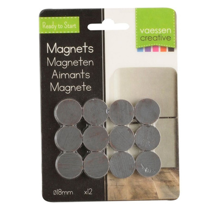 12x Ronde koelkast/whiteboard magneten 18 mm zwart