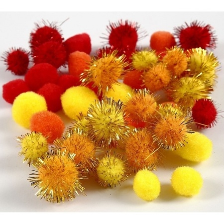 Multi kleur decoratieve pompons 15-20 mm