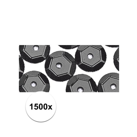 1500x Zwarte pailletjes 6 mm