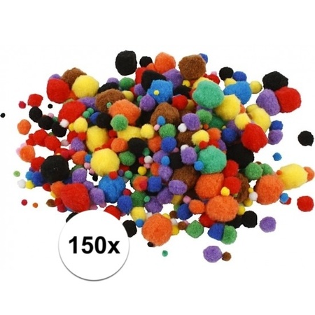Multi kleur decoratieve pompons 15-40 mm 150
