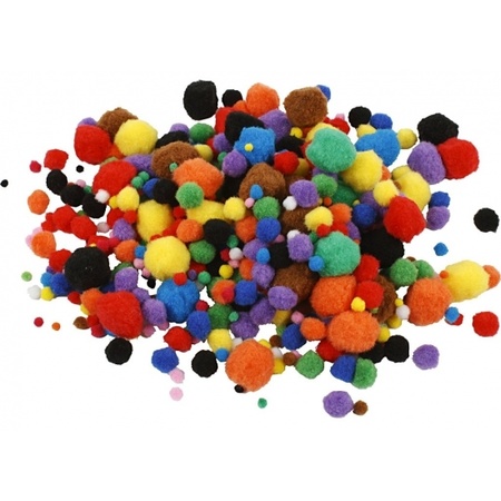 Multi kleur decoratieve pompons 15-40 mm 150