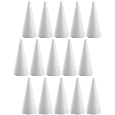 15x Hobby/DIY styrofoam cone shapes 20 cm
