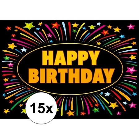 15x Happy Birthday kaarten