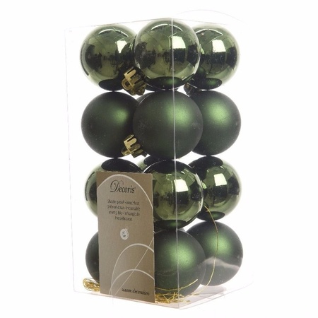 Kerstballen met piek set zilver-donkergroen-lichtroze voor 180 cm Kerstboom