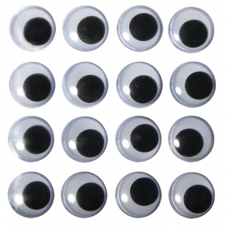 16x stuks zelfklevende wiebel oogjes 15 mm