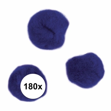 180x craft pompoms 15 mm blue