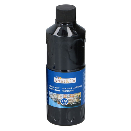 1x Acrylverf / temperaverf fles zwart 250 ml