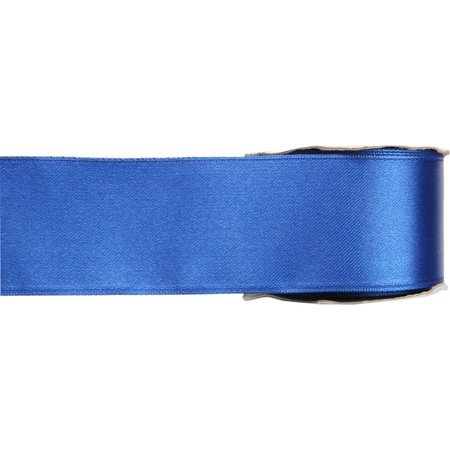 1x Hobby/decoration blue satin ribbons 2,5 cm/25 mm x 25 meters