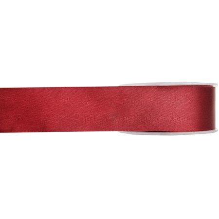1x Hobby/decoration burgundy red satin ribbons 1,5 cm/15 mm x 25 meters