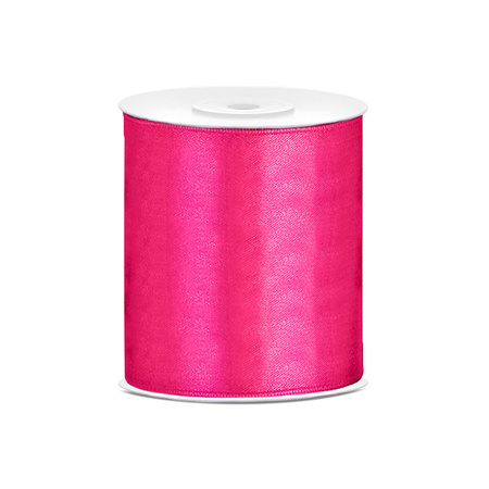 2x rollen hobby decoratie satijnlint licht roze-fuchsia roze 10 cm x 25 meter