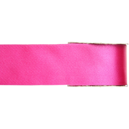 Satin deco ribbons set 2x rolls - black/pink - 2,5 cm x 25 meters - hobby/decoration