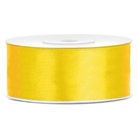 4x rolls satin ribbon - gold-black-white-yellow 2.5 cm x 25 meters