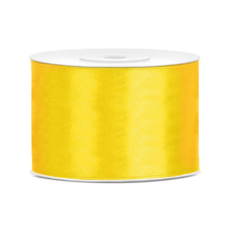 1x Hobby/decoration yellow satin ribbon 5 cm/50 mm x 25 meters