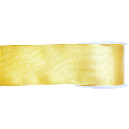 1x Hobby/decoration yellow satin ribbons 2,5 cm/25 mm x 25 meters