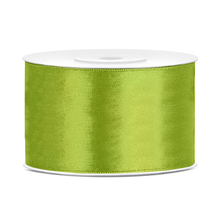 Set of 2x pieces decoration ribbons - black and green - 38 mm x 25 meters