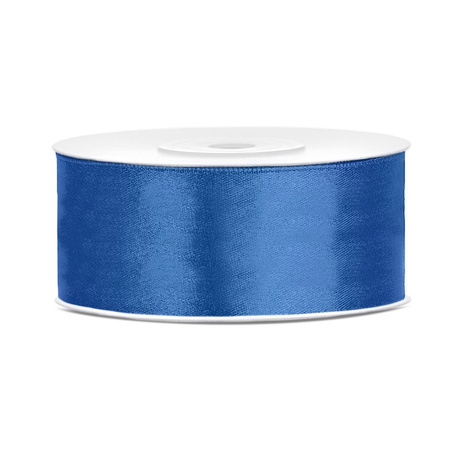 1x Hobby/decoration royal blue satin ribbon 2.5 cm/25 mm x 25 meters