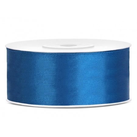 4x rolls satin ribbon - gold-black-white-blue 2.5 cm x 25 meters