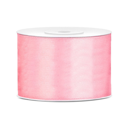 1x Hobby/decoration light pink satin ribbon 5 cm/50 mm x 25 meters