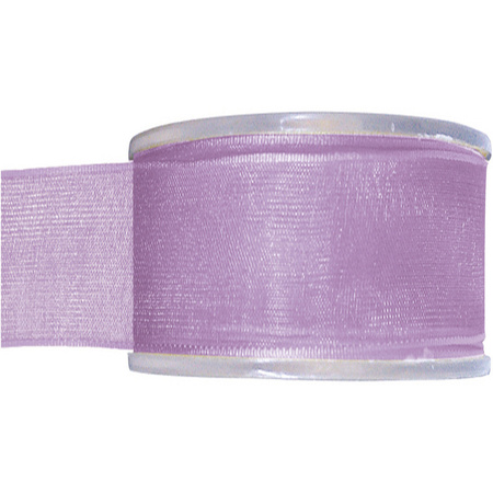 1x Hobby/decoration lilac organza ribbons 4 cm/40 mm x 20 meters