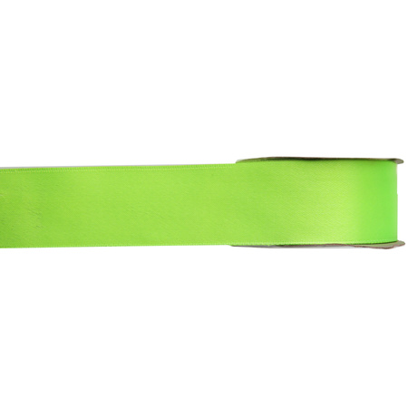 1x Hobby/decoration lime green satin ribbons 1,5 cm/15 mm x 25 meters