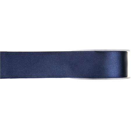 1x Hobby/decoration navy blue satin ribbons 1,5 cm/15 mm x 25 meters