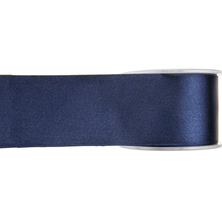1x Hobby/decoration navy blue satin ribbons 2,5 cm/25 mm x 25 meters