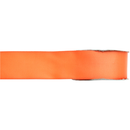 1x Hobby/decoration orange satin ribbons 1,5 cm/15 mm x 25 meters